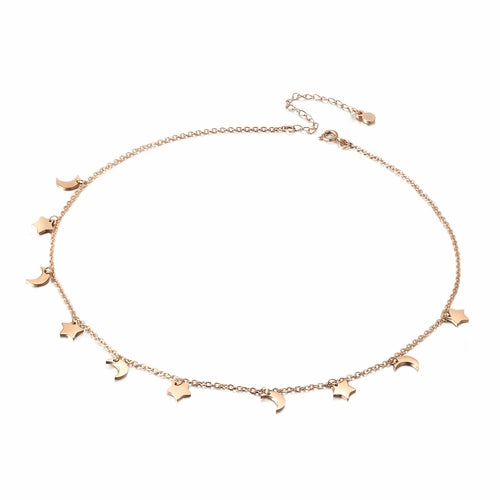 Star and Moon Dangle Necklace